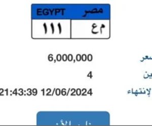 4 أشخاص يتنافسون على شرائها.. 6 ملايين جنيه قيمة لوحة "م ع - 111" 