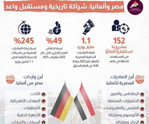 152 مشروعا استثماريا ألمانيا في مصر وصادرات الأخيرة 1.1 مليار يورو عام 2022.. الخارجية الألمانية: الاختلاف لا يفسد للاقتصاد قضية