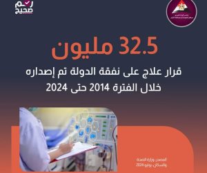 32.5 مليون قرار علاج على نفقة الدولة بين عامي 2014 و2024