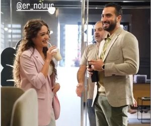 نور إيهاب ومحمد الشرنوبى من كواليس فيلم "الساعة 7"