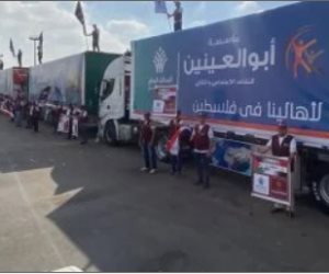 انطلاق قافلة التحالف الوطني 11 لدعم غزة بـ200 شاحنة محملة بـ4000 طن مواد غذائية.. فيديو