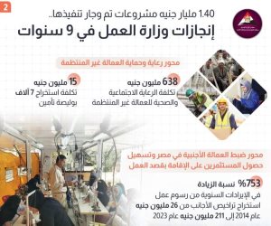 211 مليون دولار إيراد سنوي لرسوم عملهم في مصر 2023 بزيادة 753% عن عام 2014.. تحرير 3676 محضراً خلال 5 أيام لمنشآت لديها أجانب دون تراخيص