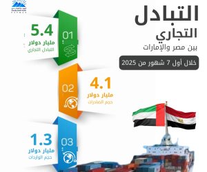 الإحصاء : 141.2 % ارتفاعًا في حجم الصادرات المصرية إلى الإمارات من يناير حتى يوليو 2025 