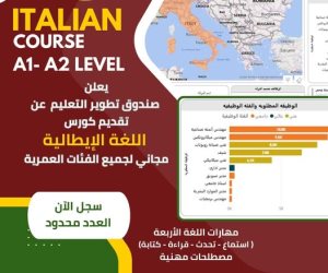 «تطوير التعليم بالوزراء» يعلن إطلاق برنامج مجاني لتعلم اللغة الإيطالية لتأهيل الشباب لسوق العمل الدولي