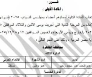 الجريدة الرسمية تنشر نتائج جولة الإعادة بالمرحلة الثانية بانتخابات النواب