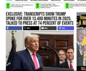 إحصائية طريفة للبيت الأبيض : ترامب تحدث أكثر من 2.57 مليون كلمة و13.400 دقيقة فى 2025