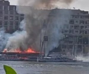 حريق هائل يلتهم مطعما على كورنيش أسوان