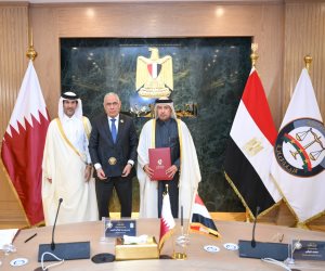 النائب العام يستقبل نظيره القطري ويشهدان توقيع مذكرة تعاون في مجال التدريب وبناء القدرات