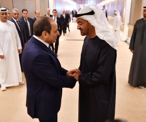 الشيخ محمد بن زايد يصطحب الرئيس السيسى إلى مطار أبو ظبى الدولى لتوديعه