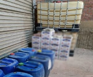 ضبط 5 أطنان منظفات صناعية ومواد خام مجهولة المصدر داخل مخزن بدون ترخيص بالقليوبية