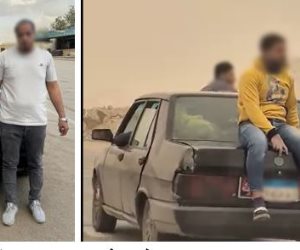 ضبط مرتكب واقعة السماح لشخصين بالجلوس أعلى السيارة حال سيره بمنطقة الشروق 