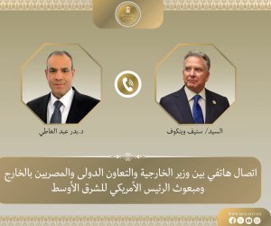 اتصال هاتفي بين وزير الخارجية والمبعوث الأمريكي الخاص للشرق الأوسط لبحث التطورات الإقليمية