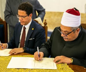 الشيخ أيمن عبدالغني يوقع بروتوكولي تعاون بين الجامع الأزهر وجامعة بنها وجمعية آل محجوب