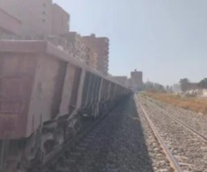 خروج عربة قطار بضائع عن القضبان فى سوهاج وتوقف حركة السكة الحديد