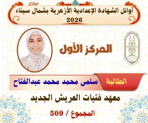 المنطقة الأزهرية بشمال سيناء تعلن اسماء اوائل الشهادة الإعدادية .. وطالبات بئر العبد  يتصدرن القائمة (صور) 