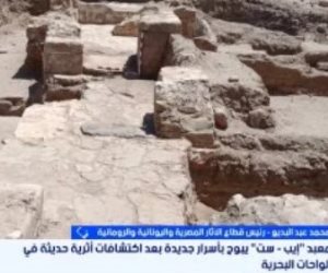 رئيس قطاع الآثار يكشف تفاصيل معمارية جديدة بمعبد القصر القديم بالواحات البحرية