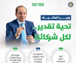 وزير المالية: شكرًا لكل شركائنا «الذين أثروا الحوار المجتمعي وساهموا فى إعداد موازنة طموحة ومتوازنة».. لصالح بلدنا واقتصادنا وأهالينا