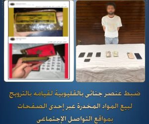 ضبط متهم روّج لبيع المخدرات عبر مواقع التواصل الاجتماعي في القليوبية