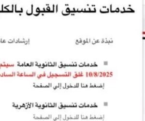 تنسيق المرحلة الأولى.. اعرف موعد إتاحة النتيجة عبر موقع التنسيق