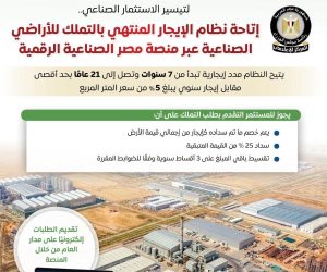 تفاصيل نظام الإيجار المنتهي بالتملك للأراضي الصناعية عبر منصة مصر الصناعية الرقمية