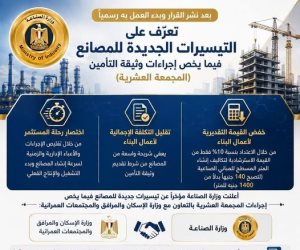 وزارة الصناعة تعلن تيسيرات جديدة للمصانع بشأن وثيقة التأمين المجمعة العشرية