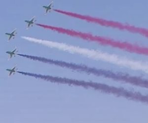 استعراض قدرات سوخوى 57 عند السرعات المنخفضة بمعرض العلمين للطيران والفضاء
