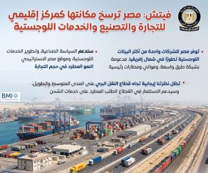 مجلس الوزراء: مصر ترسخ مكانتها كمركز إقليمي للتجارة والتصنيع والخدمات اللوجستية
