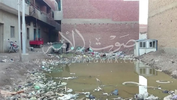 بالصور.. مياه الصرف الصحي تحاصر منازل قرية سندوة بالخانكة