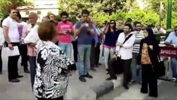 بالفيديو.. سيدة تهاجم الأمن أمام نقابة الصحفيين