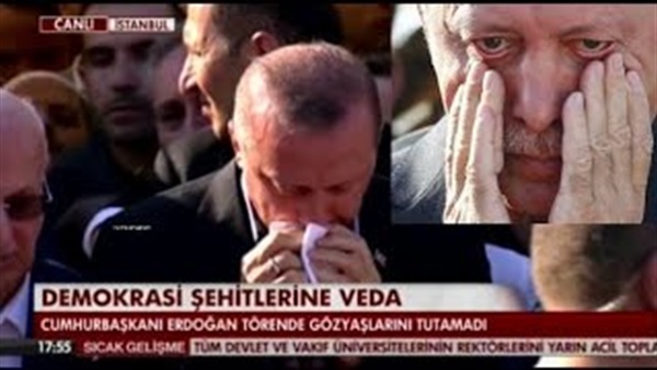 بالفيديو.. أردوغان يذرف الدموع حزناً على رفيق دربه