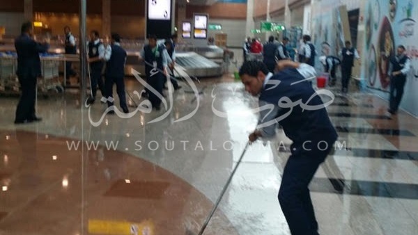 انفجار مواسير شبكة الإطفاء بمبنى 2 الجديد بالمطار