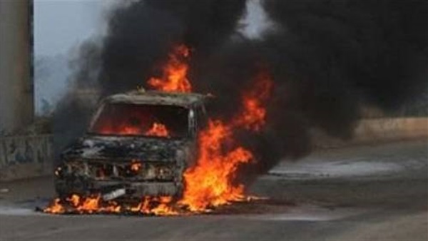 تفحم سيارة ملاكي في طريق «سوهاج- نجع حمادي» ‎