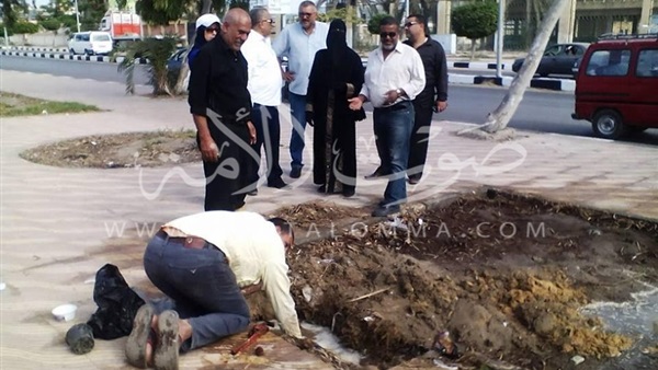 إصلاح خط مياه محمد على ببورسعيد (صور)