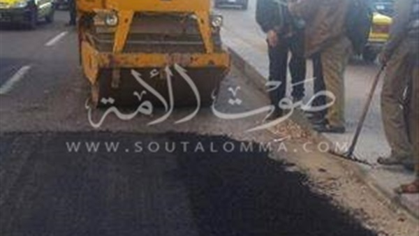 هبوط أرضي بطريق كورنيش الإسكندرية