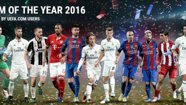 «يويفا» يعلن التشكيلة المثالية لعام 2016
