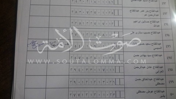 انفراد.. «صوت الأمة» تنشر صورة توقيع السيسي بكشوف الناخبين