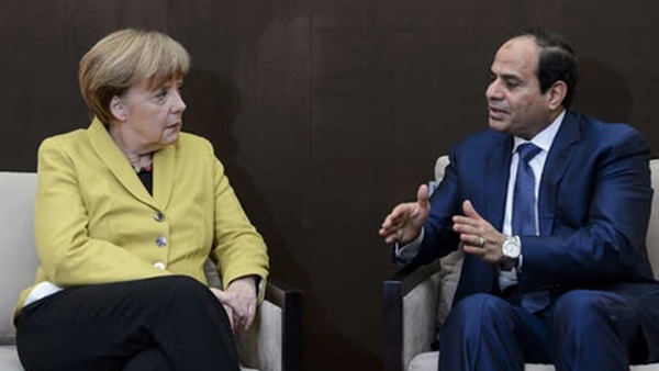 السيسي وميركل يتبادلا التعازي في ضحايا العمليات الإرهابية 