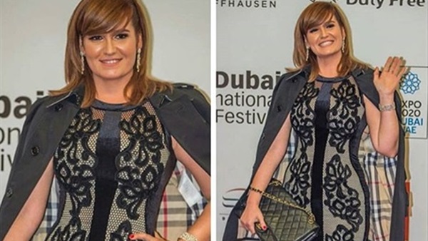 هنا شيحة تتألق  بالأسود الشفاف في مهرجان دبي