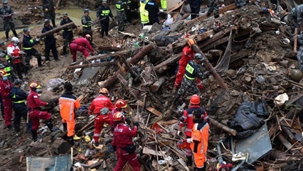 ارتفاع عدد المفقودين فى انهيار أرضى بالصين إلى 91 شخص